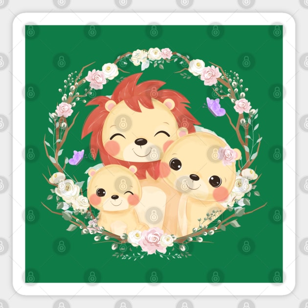 lion family cartoon Magnet by Mako Design 